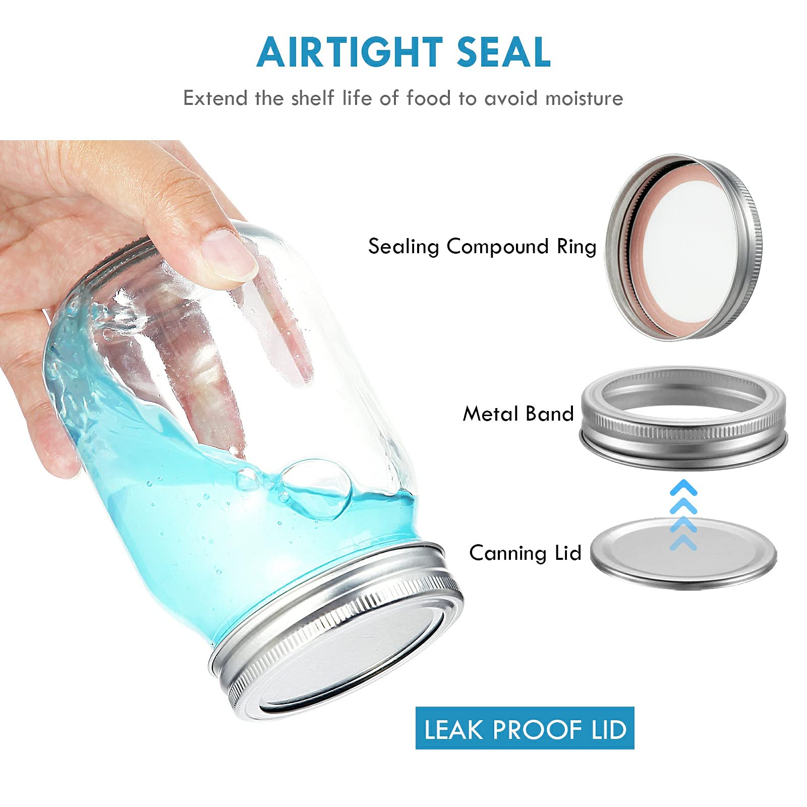 Yeboda 16 Oz Wide Mouth Mason Jars 12 Pack Glass Canning Jars With Airtight Lids And Bands For Preserving, Jam, Honey, Jelly, We